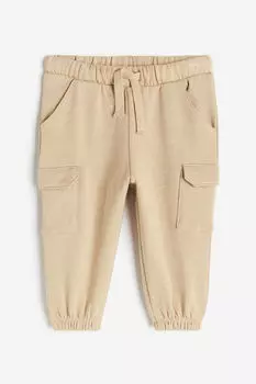Хлопковые джоггеры H&M, бежевый
