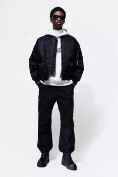 Хлопковые джоггеры-карго свободного кроя H&M, черный