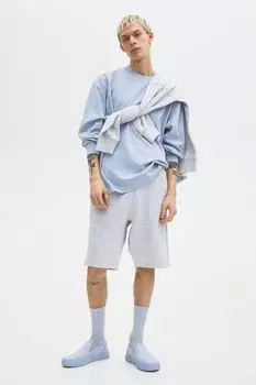 Хлопковые джоггеры Relaxed Fit H&amp;M, светло-серый меланж