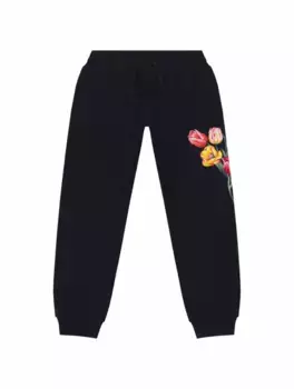 Хлопковые джоггеры с цветочным принтом Dolce&Gabbana, тёмно-синий