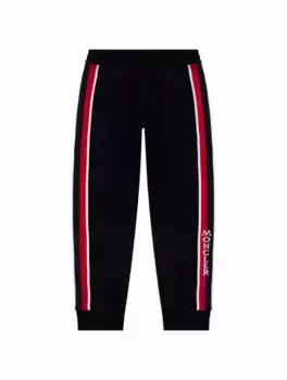 Хлопковые джоггеры с лампасами Moncler, тёмно-синий