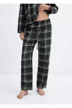Хлопковые фланелевые пижамные брюки Mango, бордовый