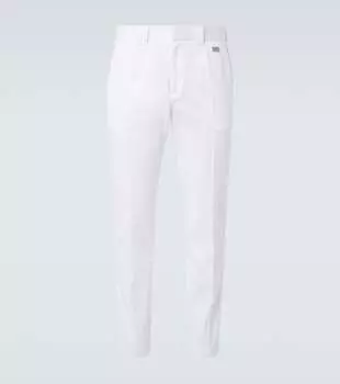 Хлопковые габардиновые прямые брюки Dolce&Gabbana, Optical White