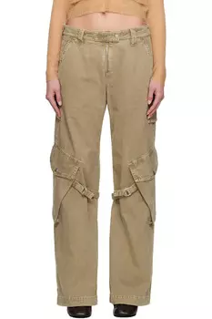 Хлопковые грузовые брюки Acne Studios, бежевый