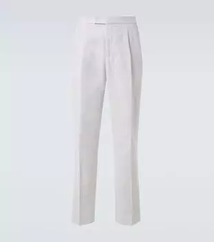 Хлопковые и льняные прямые брюки Berluti, White Canvas