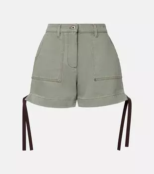 Хлопковые карго-шорты с высокой посадкой Loewe, Khaki Green