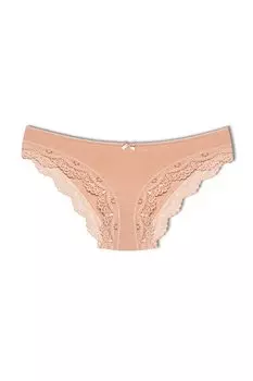 Хлопковые кружевные базовые женские трусики с низкой талией HNX, светло-коричневый