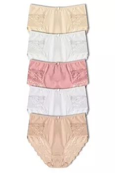 Хлопковые кружевные женские трусики больших размеров с высокой талией, 5 шт. HNX, смешанный