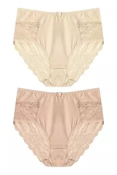 Хлопковые кружевные женские трусики больших размеров с высокой талией, комплект из 2 предметов HNX, темная кожа