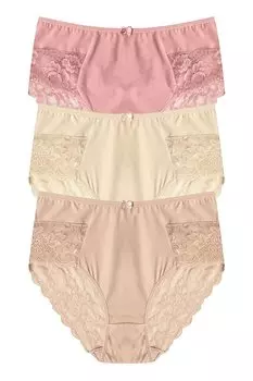 Хлопковые кружевные женские трусики больших размеров с высокой талией, комплект из 3 предметов HNX, смешанный ассортимент