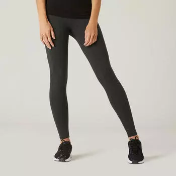 Хлопковые леггинсы для фитнеса Salto - крапчатый темно-серый Domyos