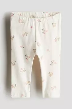 Хлопковые леггинсы H&M, бежевый