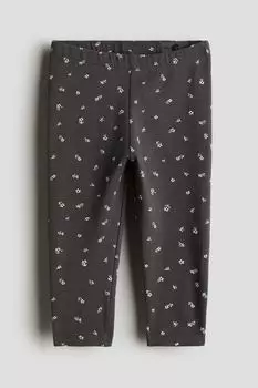 Хлопковые леггинсы H&M, серый
