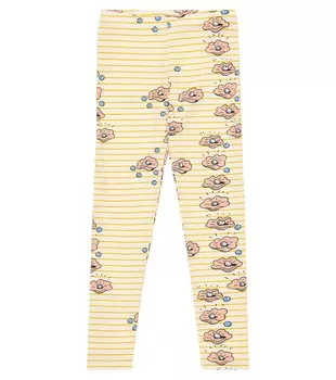 Хлопковые леггинсы с принтом морских ракушек Mini Rodini, разноцветный