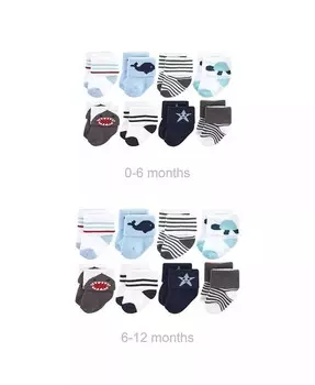 Хлопковые махровые носки Baby Boys Grow with Me, 8 шт., 0–6 и 6–12 месяцев Hudson Baby, синий