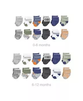 Хлопковые махровые носки Baby Boys Grow with Me, оранжево-синие ацтекские, 0–6 и 6–12 месяцев Luvable Friends, синий