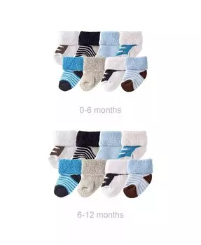 Хлопковые махровые носки Baby Boys Grow with Me, серо-голубые, 0–6 и 6–12 месяцев Luvable Friends, синий