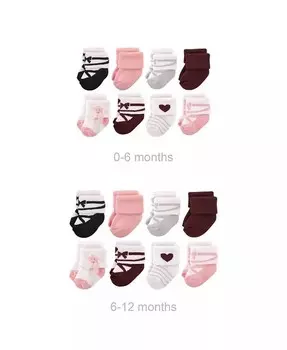 Хлопковые махровые носки Baby Girls Grow with Me, балетки, 0–6 и 6–12 месяцев Hudson Baby, розовый
