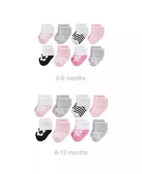 Хлопковые махровые носки для девочек «Grow with Me», розовые и черные в горошек, 0–6 и 6–12 месяцев Luvable Friends, розовый