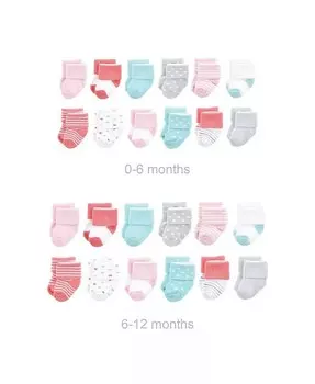 Хлопковые махровые носки для маленьких девочек, коралловый горошек, 0–6 и 6–12 месяцев Luvable Friends, розовый