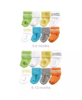 Хлопковые махровые носки унисекс Baby Grow with Me, желтые, 0–6 и 6–12 месяцев Luvable Friends, желтый