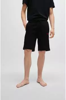 Хлопковые махровые шорты с логотипом Hugo, черный