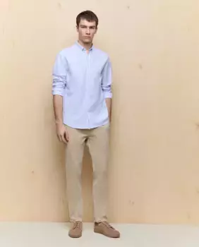 Хлопковые мужские брюки чинос slim с эффектом поношенности Easy Wear, бежевый