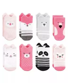 Хлопковые носки для новорожденных и махровые носки для маленьких девочек, розовые животные Hudson Baby, розовый