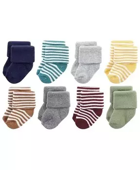 Хлопковые носки для новорожденных и махровые носки для маленьких мальчиков, темно-земляные тона, в полоску Hudson Baby, серый