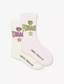 Хлопковые носки Maxilogomania Chiara Ferragni, белый