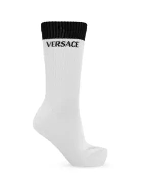 Хлопковые носки с логотипом Versace, белый