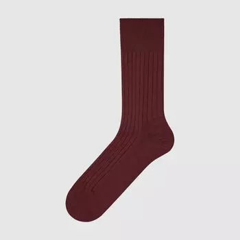 Хлопковые носки в рубчик Supima UNIQLO, винный