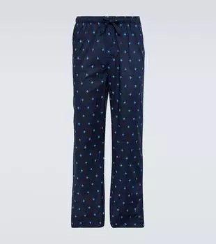 Хлопковые пижамные брюки с принтом nelson Derek Rose, синий