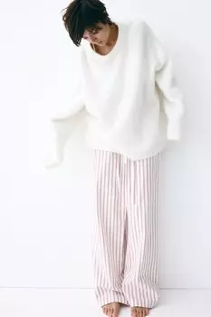 Хлопковые пижамные штаны H&M, белый