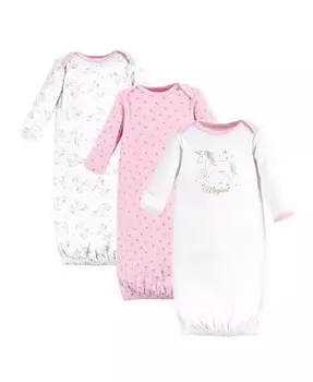 Хлопковые платья с длинными рукавами для маленьких девочек, 3 шт., Волшебный единорог, 0–6 месяцев Hudson Baby, мультиколор