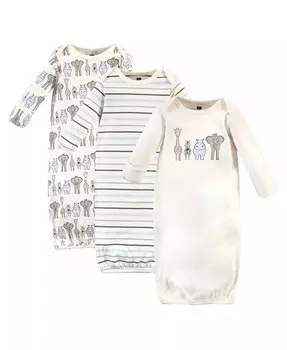 Хлопковые платья с длинными рукавами для маленьких девочек, 3 шт., Розовый Сафари Hudson Baby, розовый