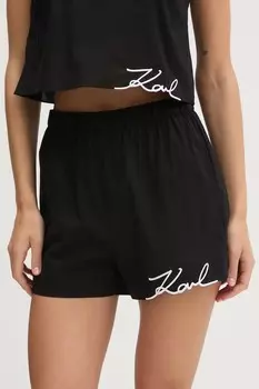 Хлопковые пляжные шорты Karl Lagerfeld, черный