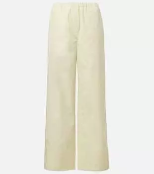 Хлопковые поплиновые брюки с широкими штанинами Toteme, Straw