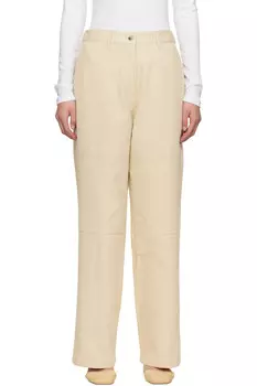 Хлопковые рабочие брюки из твила Le17Septembre, цвет ivory