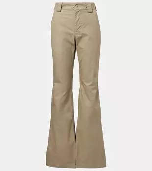 Хлопковые расклешённые брюки Balenciaga, Military Beige