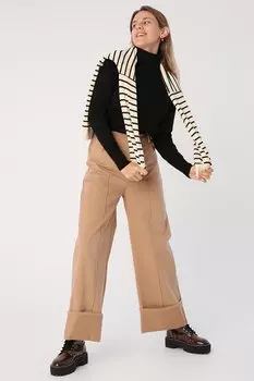 Хлопковые широкие брюки Bej01 со складками ALL DAY