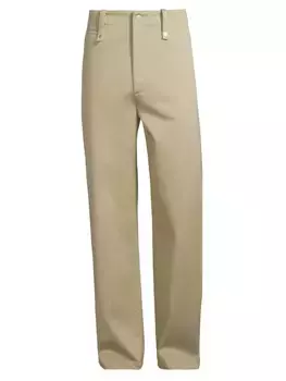 Хлопковые широкие брюки Burberry, цвет hunter