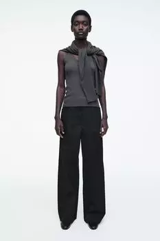 Хлопковые широкие брюки COS, черный