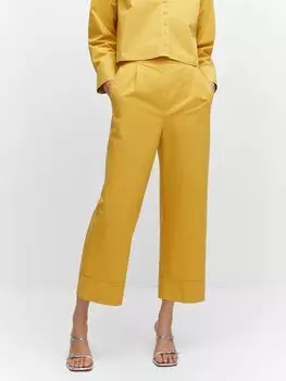 Хлопковые широкие брюки-кюлоты Mango Pop, желтые