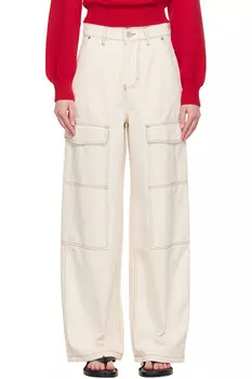 Хлопковые широкие джинсовые карго-брюки Ami Paris, белый