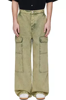 Хлопковые широкие джинсовые карго-брюки Ami Paris, цвет laurel