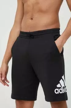 Хлопковые шорты adidas, черный