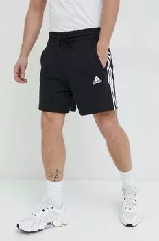 Хлопковые шорты adidas, черный