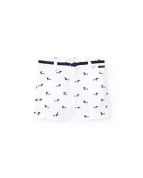 Хлопковые шорты-бермуды для мальчика с фантазийным принтом Boboli, белый