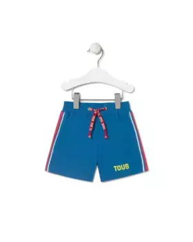 Хлопковые шорты-бермуды для мальчика с полосками по бокам Tous, синий